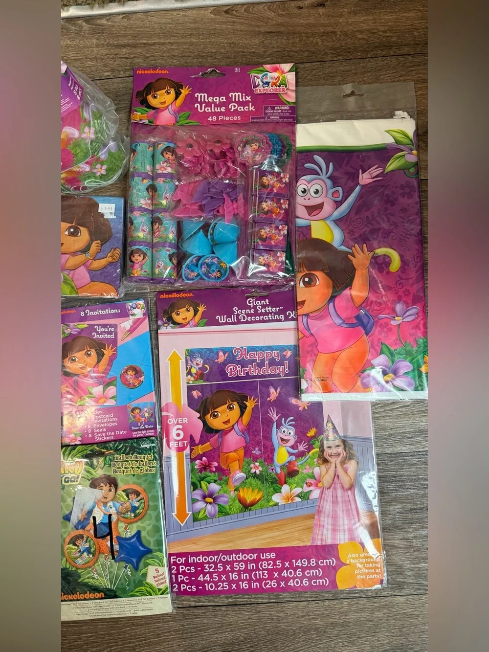 Nickelodeon Dora the Explorer & Go Diego Go Birthday party decorations set.